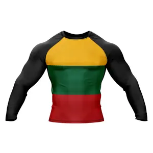 Grasublimation MMA kıyafetleri süblimasyon sıkıştırma gömlek Bjj Rashguard özel baskılı erkek erkekler teknoloji OEM uzun kollu gömlek