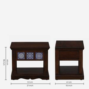 Mesita de noche Kamchini con acabado de teca provincial resistente a los arañazos de madera Sheesham para muebles de dormitorio y hogar - Product Image 2