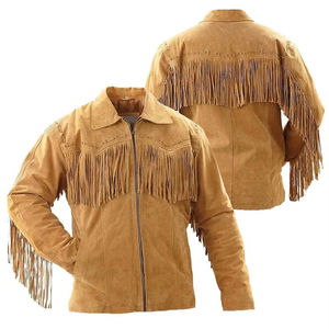 เสื้อแจ็กเก็ตหนังสีน้ำตาลสำหรับผู้ชายเสื้อแจ็กเก็ตหนังรถจักรยานยนต์สำหรับผู้ชาย - Product Image 3