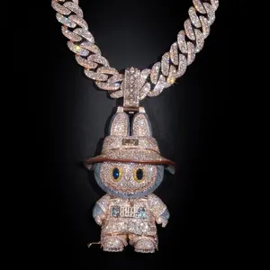 Custom Cartoon <b>Cat</b> Pendant 925 Sterling Silver Iced Out Hip Hop Jewelry VVS Moissanite Personalized Animal Charm for Men Women - Product Image 2