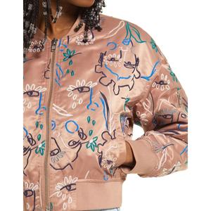 Factory OEM Custom 100% Cotton <b>women</b> Embroidery <b>Zip</b> <b>Up</b> Sweater Navy Ribbed Full Zipper Knitted Bomber <b>Jacket</b> For Winter - Product Image 4