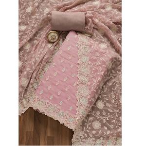 Último diseño bordado hecho a mano piedras funciona vestido Formal traje étnico paquistaní ropa elegante vestido Punjabi 3 uds descosido - Product Image 1