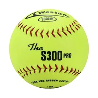 Pelota de Softball Weston S300 de Cuero Sintético de 12 Pulgadas Color Amarillo y Blanco