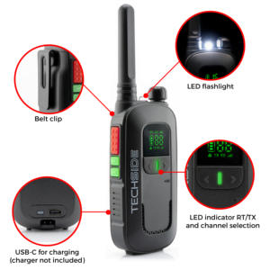 Precio de Fábrica TechSide TS-T2MIC+4, Radio PMR446 Profesional sin Licencia, 16 Canales, VOX, Escaneo Automático de Canales de 5 Niveles, Cargador USB para Auriculares - Product Image 4