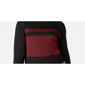 Maglione Casual da Donna Karen Scott in Cotone a Collo Alto, Traspirante, Bicolore Rosso-Nero, Taglie dalla Petite alla XL per Autunno/Inverno - Product Image 2