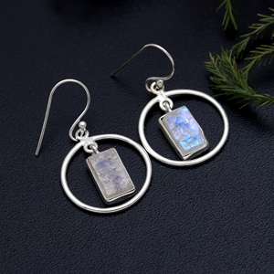 Factory Wholesale Price Dropshipping OEM ODM 925 Sterling Silver Rainbow Moonstone <b>Emerald</b> <b>Earring</b> Collection Women Fine Jewelry - Product Image 2