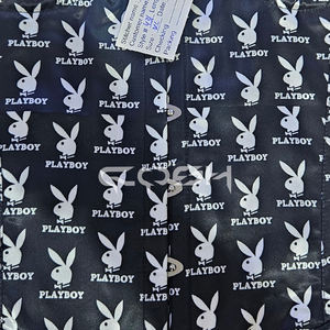 Corset gothique noir en satin avec armatures et bonnets en acier, imprimé sublimé Playboy blanc - Product Image 4