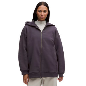 Sweat à capuche d'hiver surdimensionné pour femme, 100% coton, lourd, respirant, imperméable, avec logo personnalisé, vente en gros, fermeture éclair intégrale, design masque de ski - Product Image 1