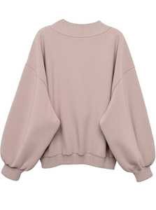 Sweat à capuche oversize pour femme - Pull rose clair à manches tombantes - Mode décontractée d'hiver - Haut en coton 100% - Product Image 4