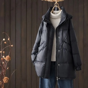 2024 nouveau automne hiver femme mi-long bouffant manteau blanc canard chaud décontracté coupe ample XL Plus polaire imprimé vêtements d'extérieur pour femmes manteau - Product Image 3