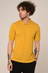 Pull d'été 100% coton à demi-fermeture éclair pour hommes, couleur unie, à manches courtes, pour polo, respirant, tricoté, rabattu - Product Image 5