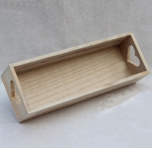 Scatola Decorativa in Legno a Forma di Cuore, Vassoio Stretto con Manico Traforato, Contenitore per Piante e Oggetti - Product Image 2