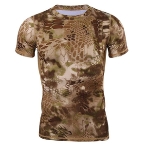เสื้อยืดแขนสั้นพิมพ์ลายพรางสำหรับผู้ชายทรงเข้ารูปแห้งเร็วคอกลมเสื้อลำลอง - Product Image 3