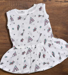 Newborn <b>Girl</b> Cotton Frock with Button Soft Casual Infant <b>Dress</b> with Printed Design Washable and Comfortable for Daily Baby Wear - Product Image 2