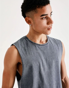 <b>Mens</b> New Cotton Vest <b>Mens</b> Summer Solid Color Loose Japanese Sports Comfortable Sleeveless Tank Tops Washed Vintage <b>Singlets</b> - Product Image 5