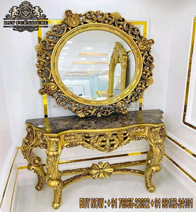 Antique High End Carved Walnut Polished Dresser Royal Look <b>Gold</b> Leaf Carving <b>Console</b> <b>Table</b> Russian Heavy Carved <b>Console</b> <b>Table</b> - Product Image 2