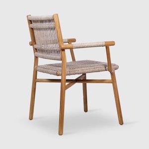 Chaise de salle à manger Verano en teck massif de haute qualité avec corde tressée, idéale pour l'intérieur et l'extérieur - Product Image 3