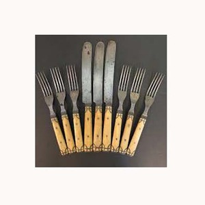 Matériau sain cuillère fourchette argent rustique avec manche en os mariage service vaisselle couverts ensemble - Product Image 1