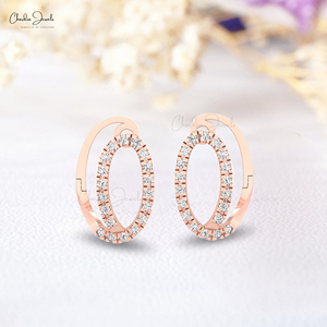 Pendientes de aro de oro puro de 14 quilates de diseñador 2025 con juego de pavé Pendientes Huggies de diamante blanco de corte redondo de 0,57 quilates, venta al por mayor a granel - Product Image 6