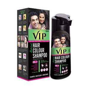 Shampoo colorant capillaire bio VIP 180ml, alternative à la teinture capillaire noire de qualité salon pour hommes et femmes, coloration instantanée de la barbe - Product Image 1