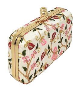 Floral Silk Embroidery Handmade Luxury <b>Clutch</b> <b>Bag</b> with Customizable Design High Quality Traditional Pattern at <b>Cheap</b> Price - Product Image 6