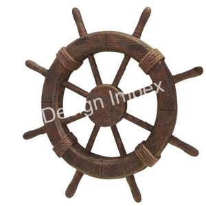 Reloj de latón con rueda de barco de madera de calidad superior, reloj náutico antiguo de lujo decorado con interiores al por mayor, precio razonable - Product Image 2