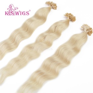 K.SWIGS Extensions de cheveux chinois à kératine U-Tip, ondulation naturelle, lisses, Remy, double trame machine pour tissage, toutes couleurs - Product Image 2