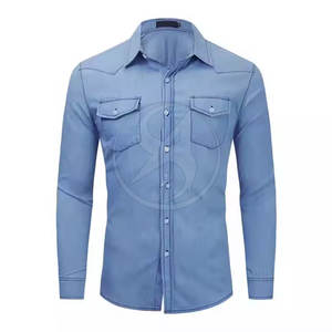 Fabricación de fábrica Nueva llegada de manga larga Hombres Jeans Camisa Personalizada Venta al por mayor Hombres Jeans Camisa - Product Image 6