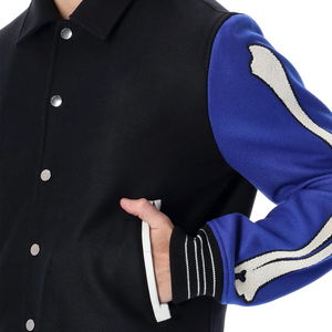 Vestes universitaires pour hommes de haute qualité corps en laine broderie personnalisée Patch Logo col montant toile tissu en gros bas prix - Product Image 4