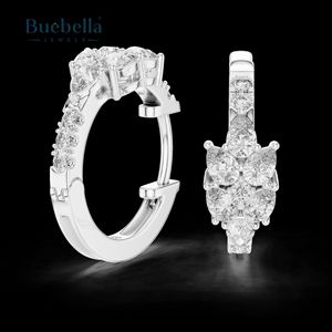 Boucles d'oreilles en forme de feuille de Bali en argent sterling 925 personnalisées avec accessoire de bijoux en diamant élégant en diamant rond - Product Image 6