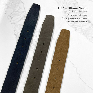 Cinturón Casual de Cuero Gamuza Genuino 41101 de 38 mm (1-1/2 Pulgadas) de Ancho en Gris/Azul Marino/Café - Product Image 4