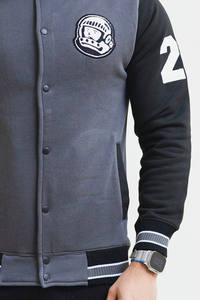 Nouveau design de veste universitaire en charbon de bois pour hommes col côtelé fermeture à boutons Letterman College Baseball Bomber Varsity Jacket - Product Image 4