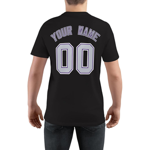 Camiseta de Béisbol Negra Personalizada para Hombre, Manga Corta, Cuello Redondo, Algodón Jersey, Impresión con Nombre y Número del Equipo, Corte Casual, Largo Regular - Product Image 2