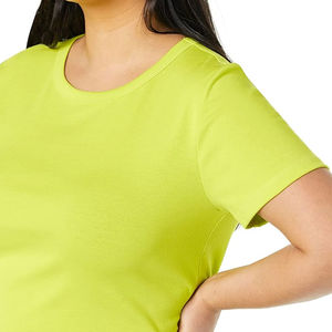 เสื้อยืดคอกลมแขนสั้นทรงคลาสสิกสำหรับผู้หญิงไซส์ใหญ่ คุณภาพสูง ขายส่ง ผลิตจากผ้าฝ้าย 100% ระบายอากาศได้ดี ทรงครอป - Product Image 5