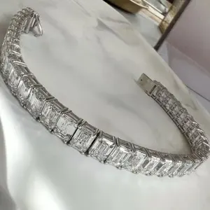 สร้อยข้อมือเทนนิสสไตล์วินเทจสีเงิน925 7.50 CT ทรงกลมตัดเพชรโมอิสสำหรับเป็นของขวัญ - Product Image 1