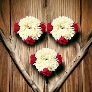 ดอกไม้จัสมินกาจาร่าพร้อมดอกไม้สีแดงผม scrunchie อินเดียเครื่องประดับผมงานแต่งงาน haldi mefunction ผมเจ้าสาวของขวัญ - Product Image 2