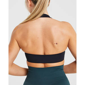 Soutien-gorge de sport dos nu noir de marque en gros avec encolure en V décolleté ouvert dos détail soutien-gorge de sport fitness pour femmes adultes à impact élevé - Product Image 6