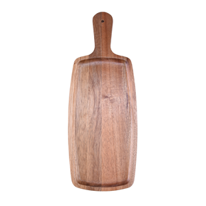 Plato Redondo Irregular Elegante Hecho a Mano en Madera de Acacia Ideal para Servir Frutas de Queso - Product Image 1