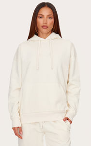 Premium Quality Wholesale <b>Ivory</b> Drop Shoulder Women's Oversize Hoodie Anti-Wrinkle And Breathable Hoodies Women's Zip Up Hoodie - Product Image 4