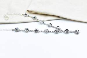 Collier Lariat en argent Sterling buffle blanc fait à la main pour femmes 18 pouces chaîne réglable plaqué or lunette bijoux de réglage - Product Image 3