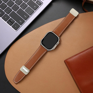 Bracelets en cuir véritable avec fermoir magnétique, bracelet de remplacement conçu par Coolyep pour <span class=keywords><strong>Huawei</strong></span> <span class=keywords><strong>Apple</strong></span> Watch Ultra Series 9 8 <span class=keywords><strong>7</strong></span> SE 6 5 4 - Product Image 4