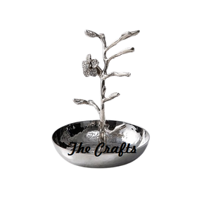 Soporte de exhibición de joyería decorativa con diseño de hojas Soporte de joyería martillado de acero inoxidable personalizado OEM a baja velocidad - Product Image 5