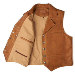 Chaleco de Cuero de Diseño Clásico para Producto Personalizado, Chaleco de Cuero Vaquero Transpirable para Hombre, Chaleco de Cuero Hecho a Medida - Product Image 5