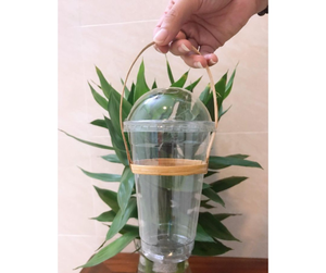 Portavasos de bambú de Vietnam con asa para servicio de jugo de té de café suave - Product Image 1