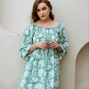 Mode été logo personnalisé vert imprimé fleuri longue robe pour les femmes formelle moulante robe de soirée femmes dame élégante tenue décontractée - Product Image 1