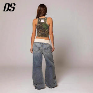 <span class=keywords><strong>Jeans</strong></span> bleu délavé taille basse Y2K pour femmes, style streetwear vintage, pantalon ample à jambe droite pour femmes - Product Image 2