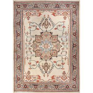 Alfombras de Lana Anudadas a Mano Aalam Beige Marrón para el Hogar, Alfombra Rectangular con Medallón para Entrada, Pasillo, para Adolescentes - Product Image 1