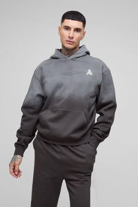 เสื้อฮู้ดดี้โอเวอร์ไซส์ทรงลำลอง ผ้าฟอกสีซีดแบบย้อมกรด พิมพ์ลายเต็มตัว พร้อมโลโก้สั่งทำ ผ้าฝ้าย 100% ชุดวอร์มสำหรับผู้ชาย - Product Image 3