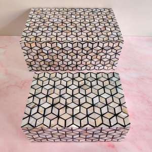 กล่องใส่เครื่องประดับงานฝีมือเหนือกาลเวลา กล่องไม้ฝังมุกและกระดูก กล่องใส่กำไลและแหวน สินค้าคุณภาพยอดนิยมสำหรับเป็นของขวัญ ดีไซน์โดดเด่น - Product Image 1