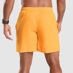 Pantalones cortos deportivos con logotipo personalizado para hombre, venta al por mayor, pantalones cortos deportivos para entrenamiento con dobladillo dividido activo, poliéster elástico transpirable - Product Image 2